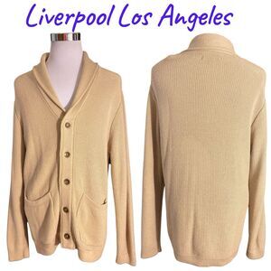 Liverpool Fisherman Cardigan Sweater Cable Knit Men’s Large Beige Jacket